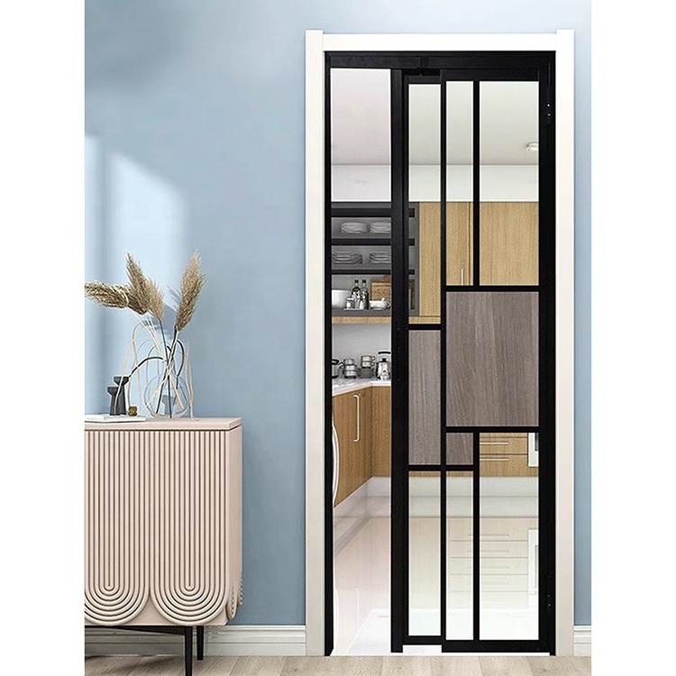 Kitchen bathroom  aluminium pd door slide and swing pt door pt energy-saving doors Double Tempered Glass  toilet partition