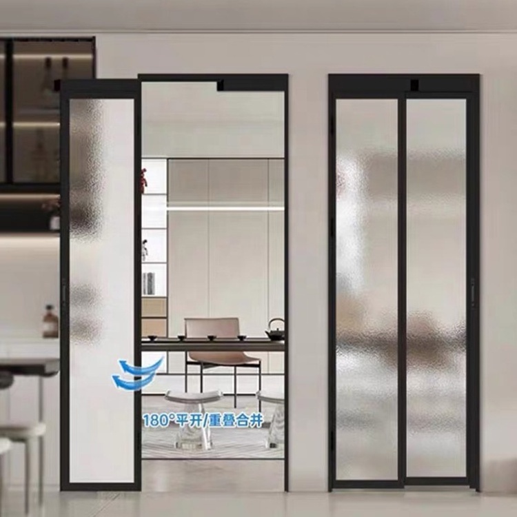 Kitchen bathroom  aluminium pd door slide and swing pt door pt energy-saving doors Double Tempered Glass  toilet partition