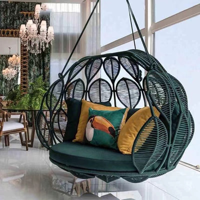 Garden balcony rattan hanging basket rocking chair villa model house rope floor home outdoor hanging chair swing