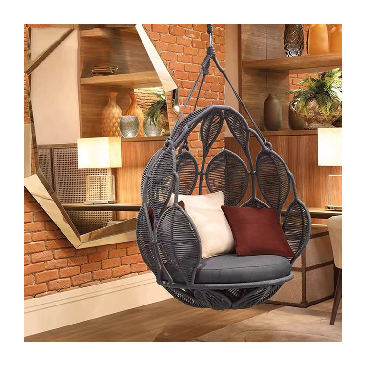 Garden balcony rattan hanging basket rocking chair villa model house rope floor home outdoor hanging chair swing