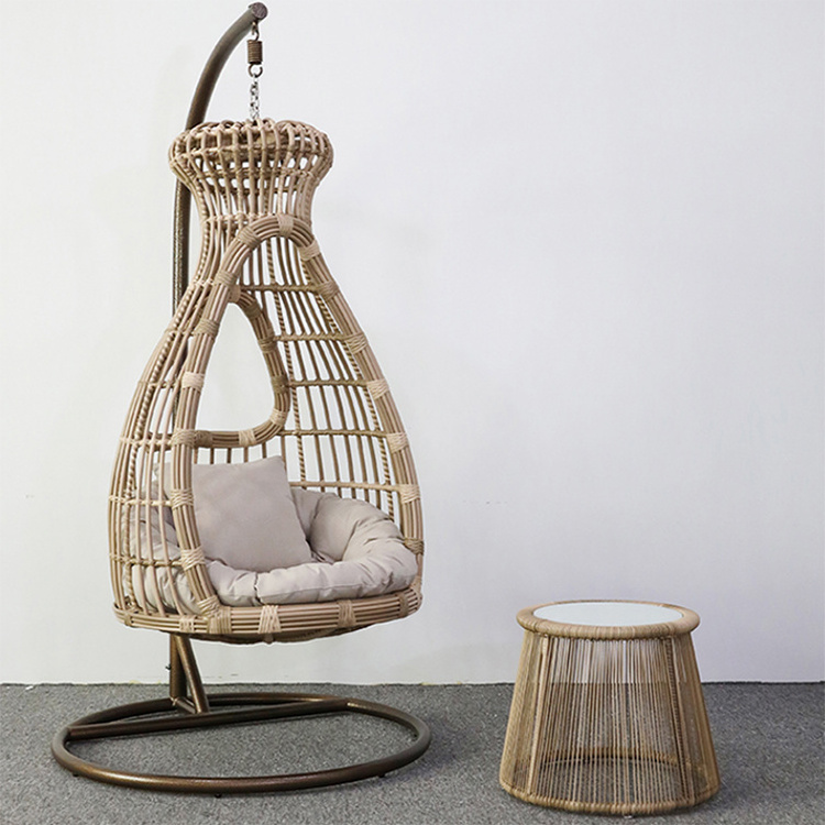 Outdoor rattan egg hanging swing chair patio balcony hanging indoor swing chair with bracket