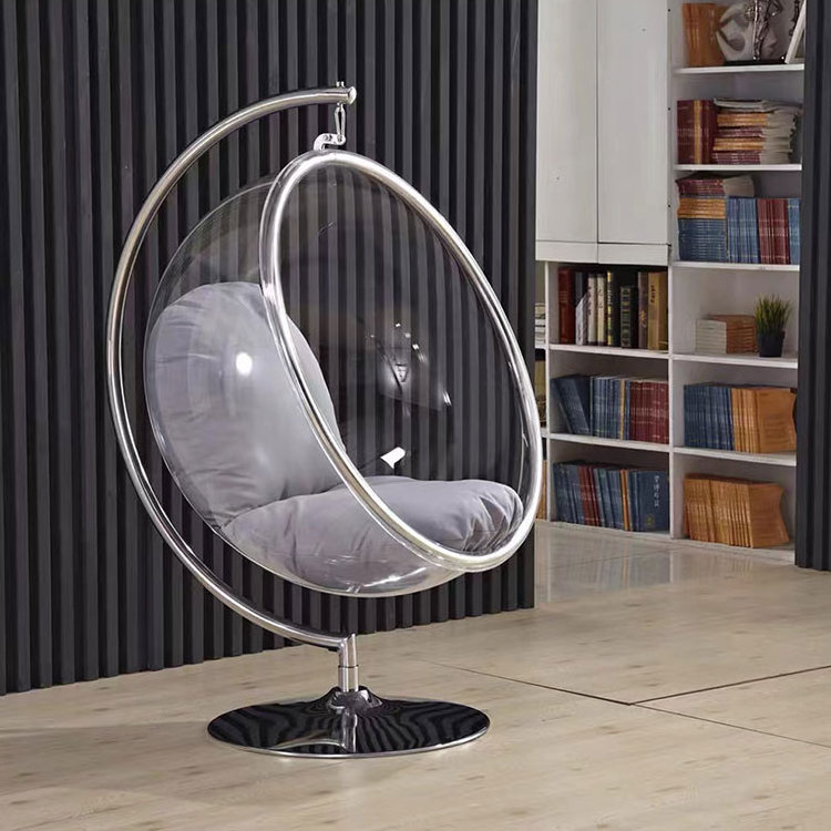 Hot sell high quality Clear ball chair acrylic swing hanging chair indoor egg chair with stand