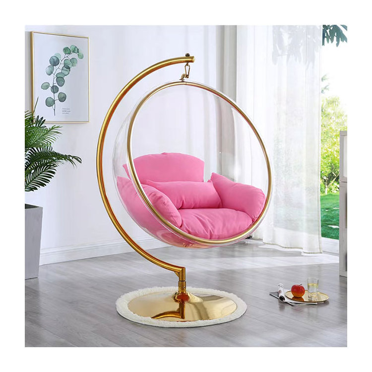 Hot sell high quality Clear ball chair acrylic swing hanging chair indoor egg chair with stand