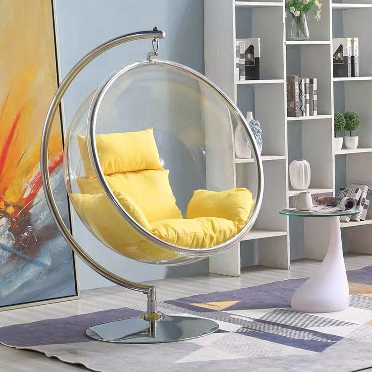 Hot sell high quality Clear ball chair acrylic swing hanging chair indoor egg chair with stand