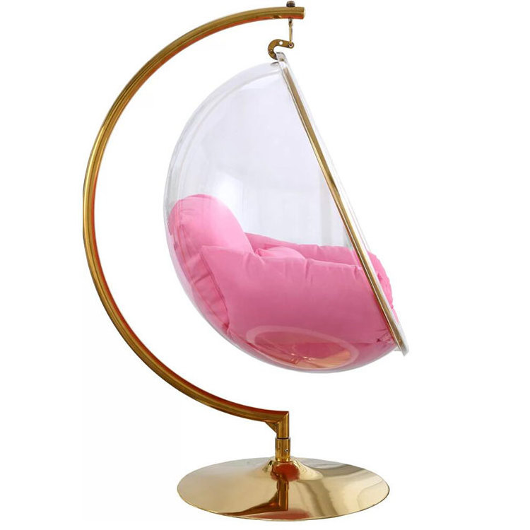 Hot Pink Modern living room chair with stand acrylic hanging chairs with gold egg chair Bubbles