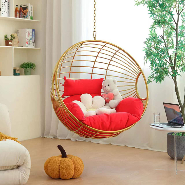 New stainless steel indoor swing round chair leisure rotating bedroom living room swing chair