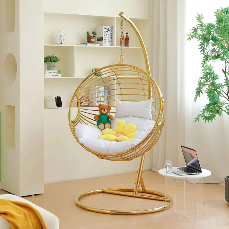 New stainless steel indoor swing round chair leisure rotating bedroom living room swing chair