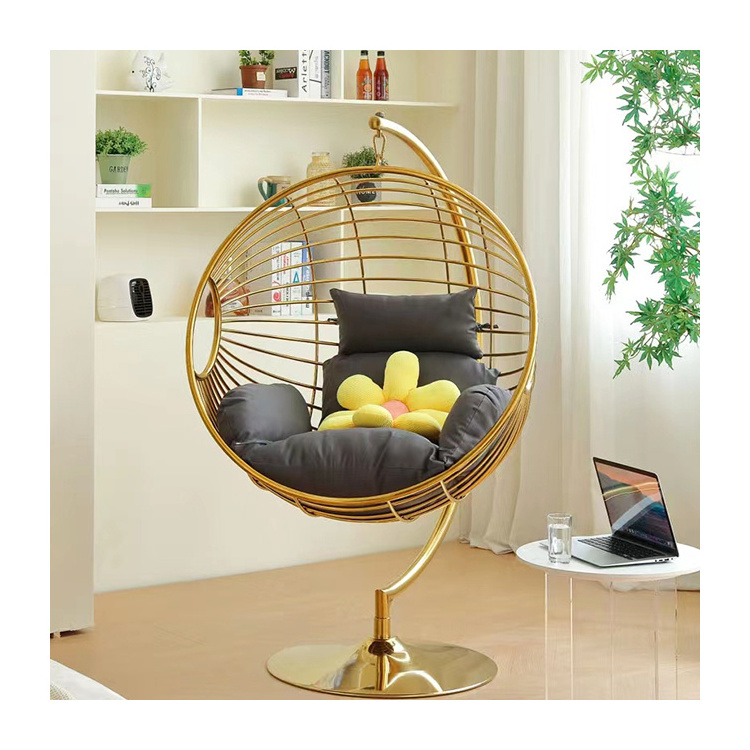 New stainless steel indoor swing round chair leisure rotating bedroom living room swing chair