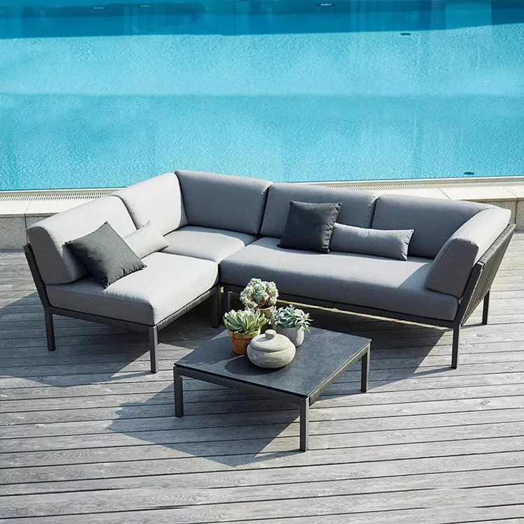 Popular luxury garden furniture Outdoor aluminum sofa set rattan sofa sectional