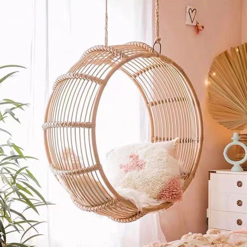 Balcony hanging basket  outdoor single person swing children's rocking chair rattan circular swing