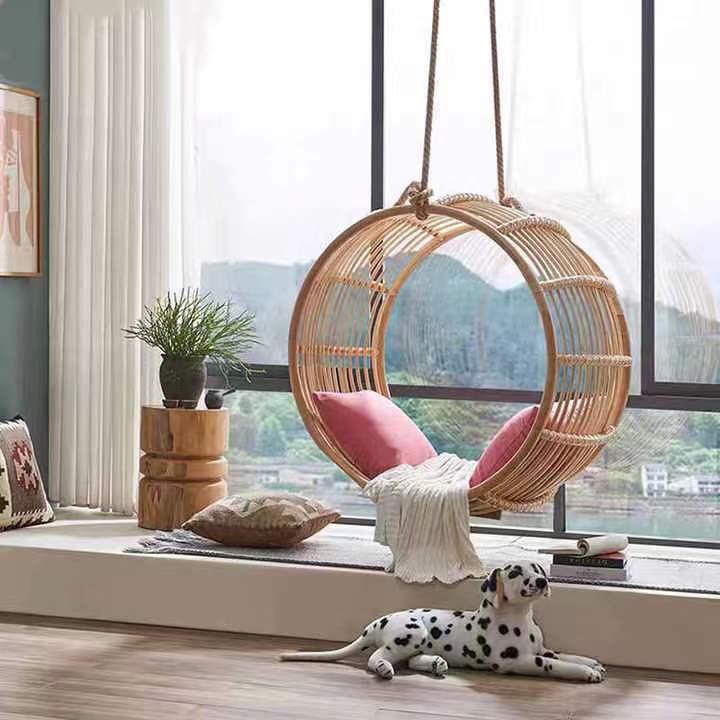 Balcony hanging basket  outdoor single person swing children's rocking chair rattan circular swing