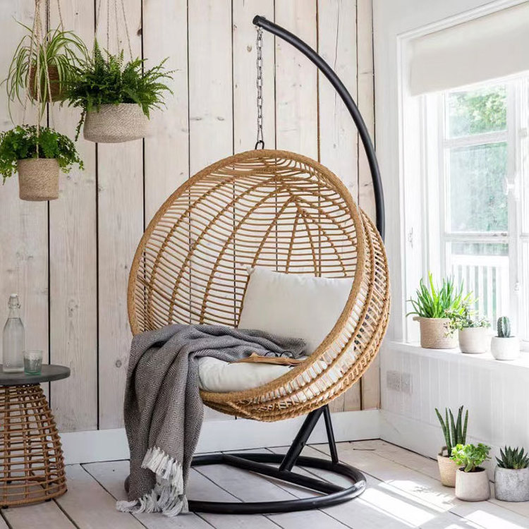 Outdoor swing chair furniture garden with frame swing bird nest rattan egg chair