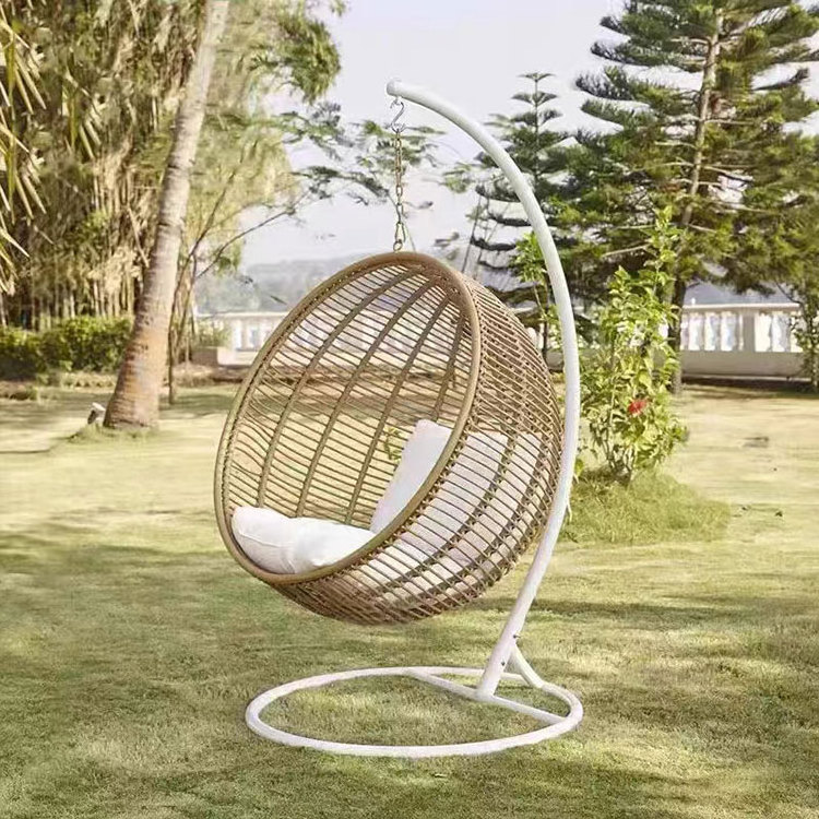 Outdoor swing chair furniture garden with frame swing bird nest rattan egg chair