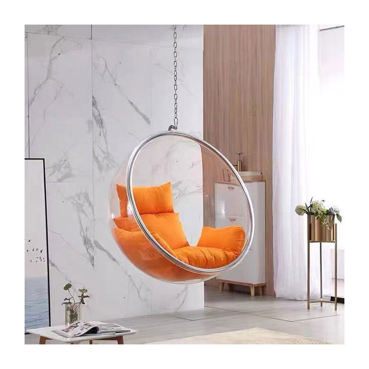 Indoor Exterior Unique modern Furniture Clear Swing Acrylic Hanging Ball  Egg Bubble Chair livingroom swing chair