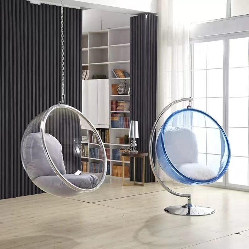 Indoor Exterior Unique modern Furniture Clear Swing Acrylic Hanging Ball  Egg Bubble Chair livingroom swing chair