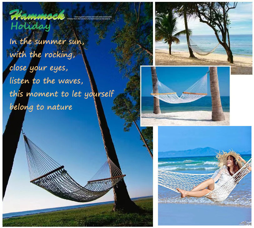 Wooden patio hanging chair With Aluminum Wood Stand Beach net Hammock outdoor swing bed