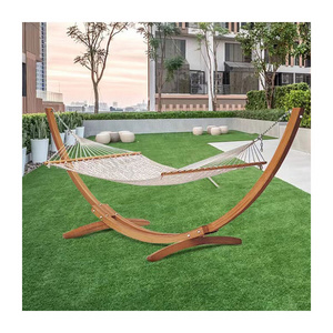 Wooden patio hanging chair With Aluminum Wood Stand Beach net Hammock outdoor swing bed