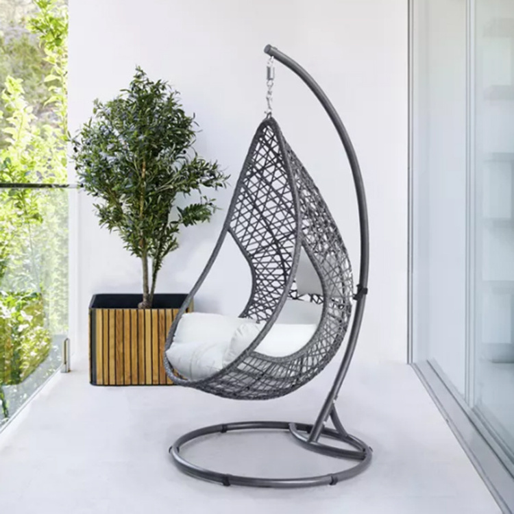 Garden wicker Hanging Chair Out Door Steel Tube Patio Swings Cover Rattan Swing Chair kids indoordoor swings Teardrop chair