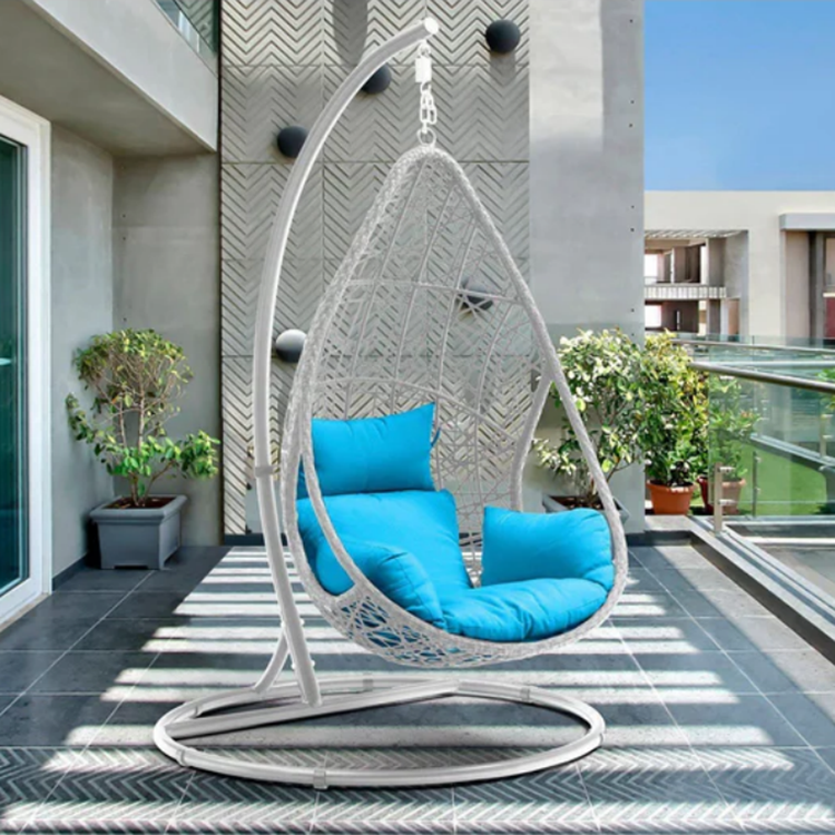 Garden wicker Hanging Chair Out Door Steel Tube Patio Swings Cover Rattan Swing Chair kids indoordoor swings Teardrop chair