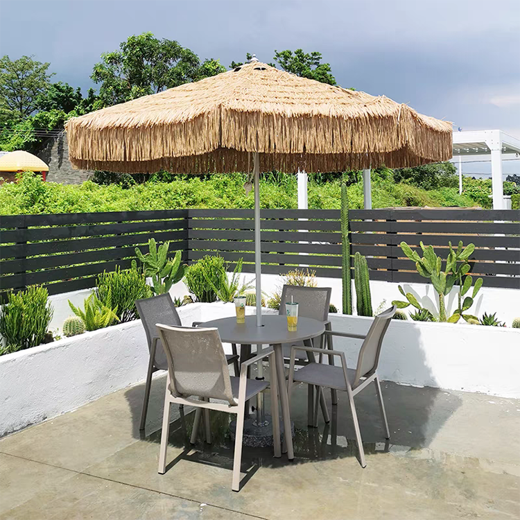 Outdoor thatched umbrella patio center column sunshade outdoor umbrella simulation straw umbrella