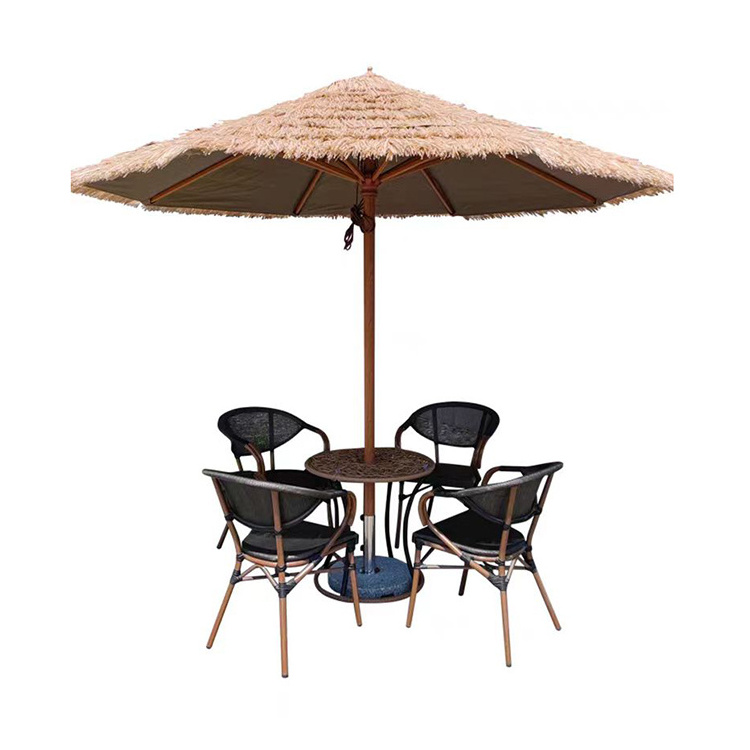 Outdoor thatched umbrella patio center column sunshade outdoor umbrella simulation straw umbrella