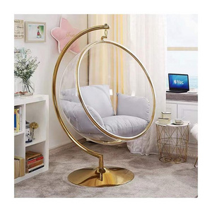 Modern living room chairs transparent acrylic egg chair swing with stand bubble chair gold