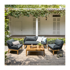 Luxury outdoor sofa furniture patio sofa set hotel faux wood grain rope garden furniture