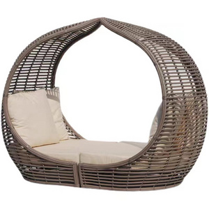 Patio beach thick rattan material pyamidal cocoon shaped chair outdoor wicker daybed outdoor beach lounge chairs