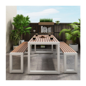 Outdoor dining table park plastic wood tables and chairs patio bench garden balcony tables and chairs combination