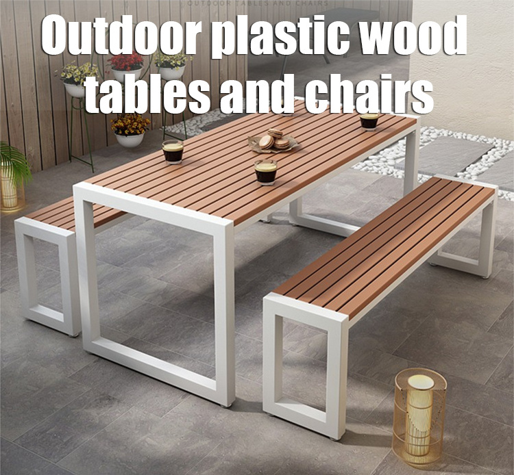 Outdoor dining table park plastic wood tables and chairs patio bench garden balcony tables and chairs combination