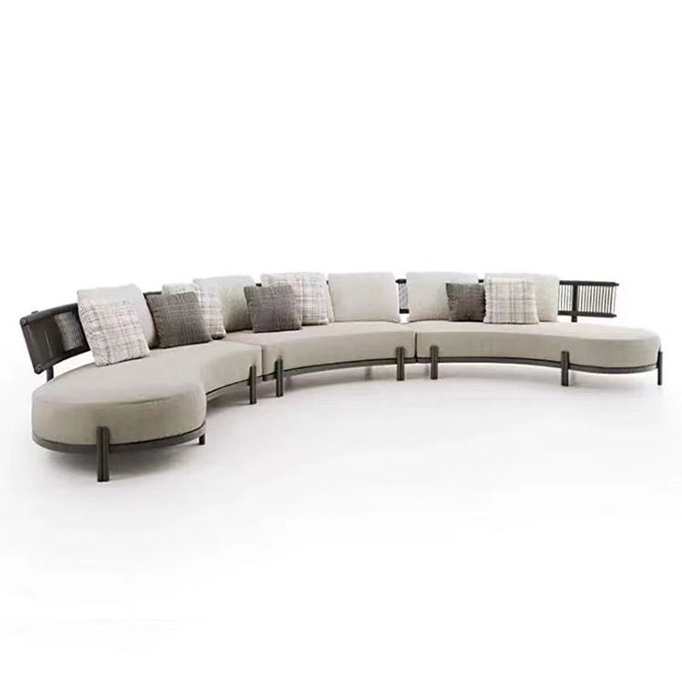 Leisure garden round sofa combination patio aluminum curved rope sofa cover outdoor furniture