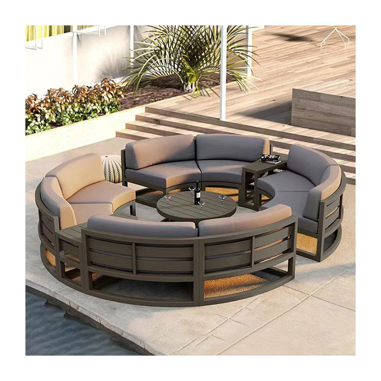 Nordic outdoor arc-shaped aluminum alloy villa courtyard sofa set garden guest sofa set Hotel patio leisure round sofa