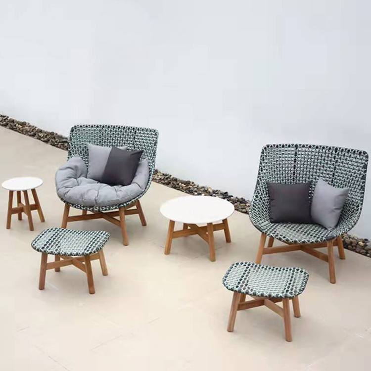 Vintage outdoor sofa chairs leisure garden teak wicker sofa set patio furniture