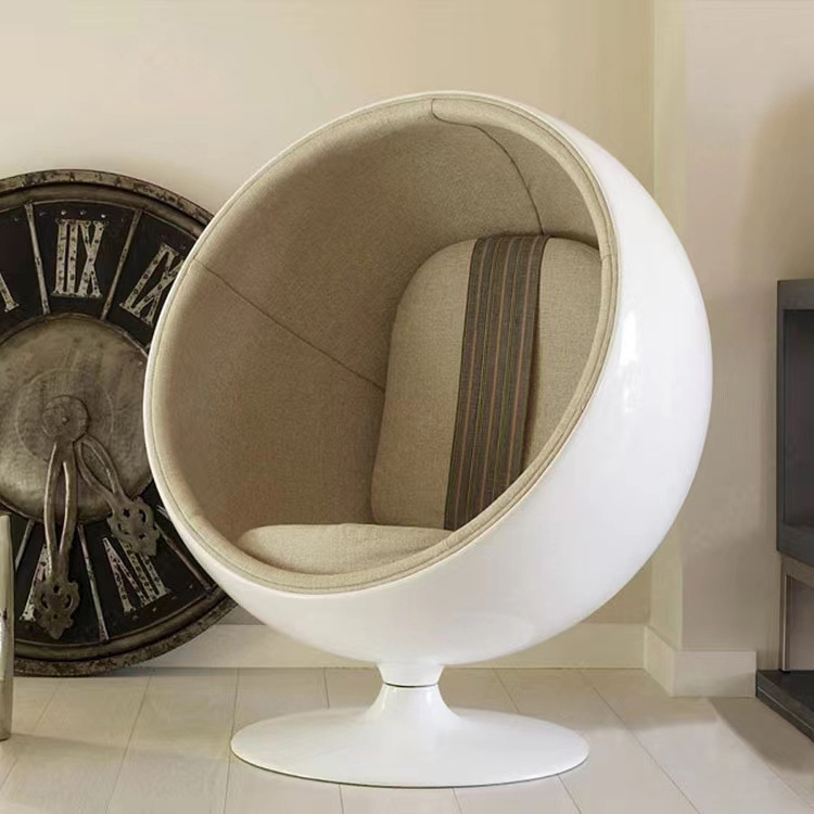 Modern fibreglass round chair living room furniture indoor upholstered egg chair