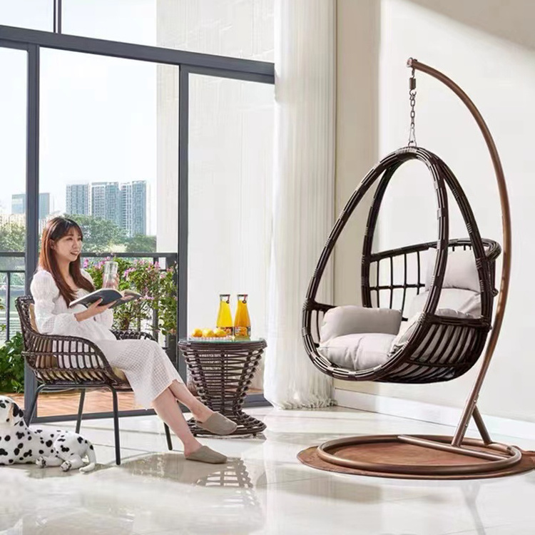 Garden rattan hanging basket indoor and outdoor patio egg chair balcony with bracket rocking chair