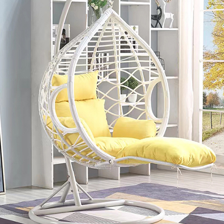 Living room chair rattan furniture double outdoor egg-shaped swing chair with stand