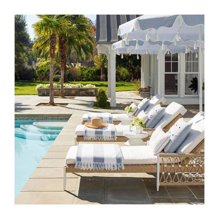 Rattan outdoor furniture poolside  chaise lounger  garden sofa set Courtyard sofa furniture