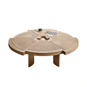 Outdoor garden rattan tea table Living room Reception room Lounge Solid wood round table