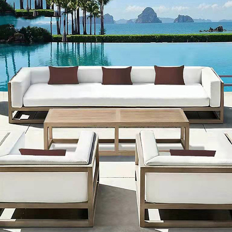 Outdoor terrace furniture fire pit sofa set hotel high quality outdoor teak garden sofa