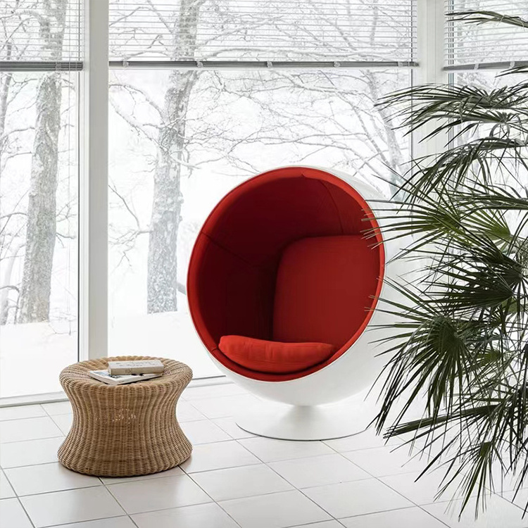 Modern fibreglass round chair living room furniture indoor upholstered egg chair