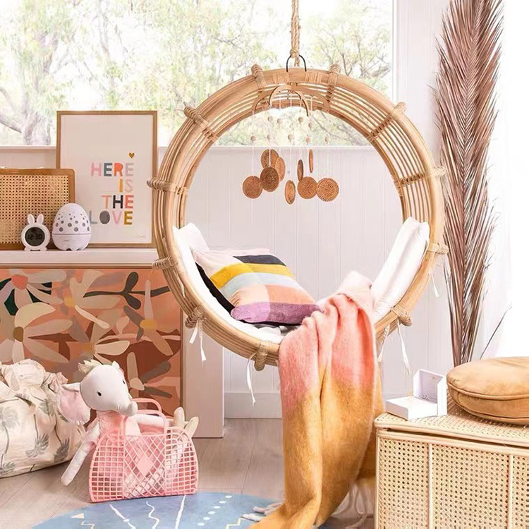 Vintage rattan swing indoor bedroom hanging basket leisure balcony egg swing chair