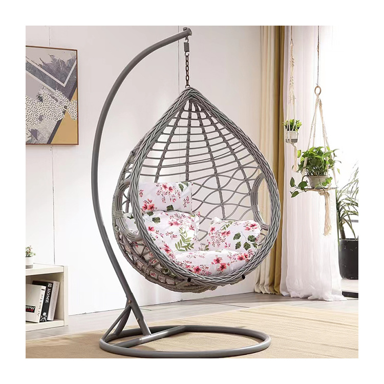 Living room chair rattan furniture double outdoor egg-shaped swing chair with stand