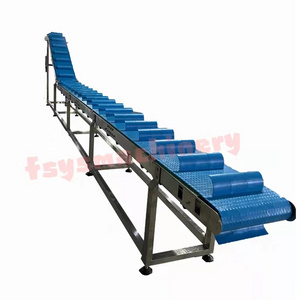 Detachable/Food grade PP Portable Conveyor Belt Blue Z cleated modular Inclined Trough Sidewall Belt Conveyor