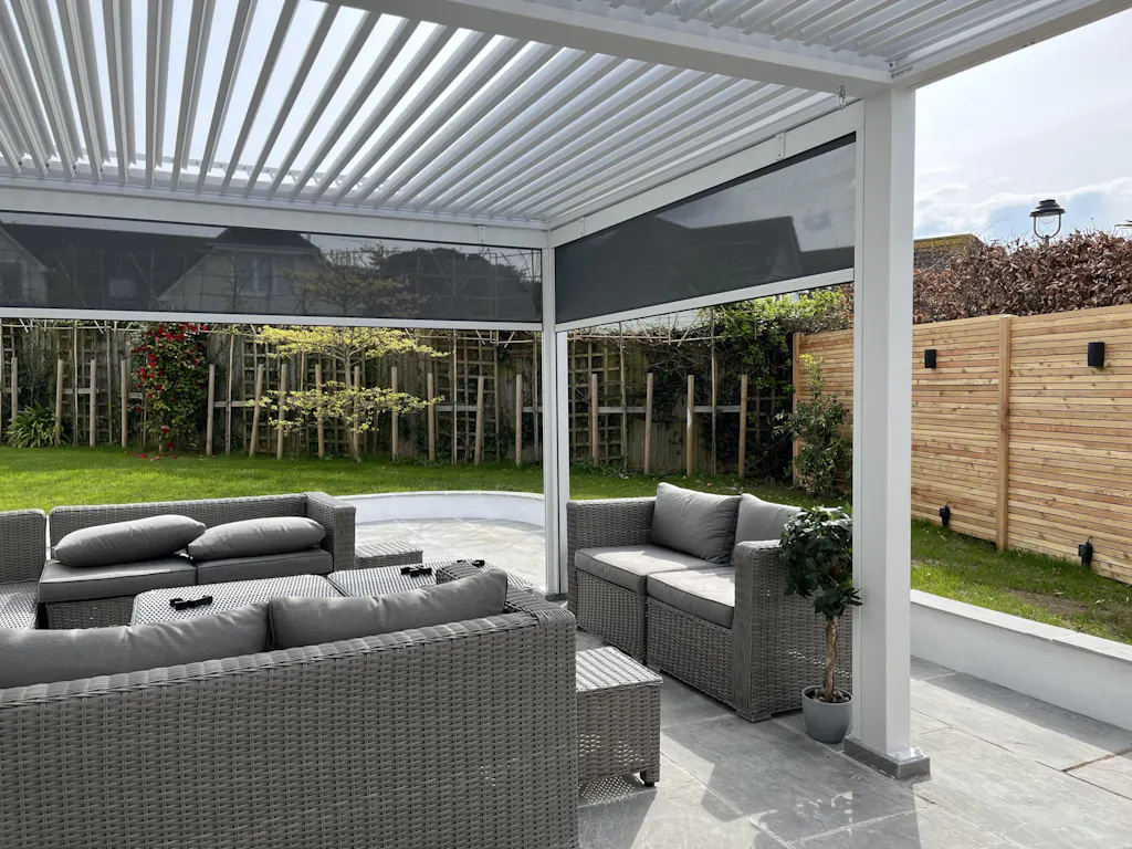 Pergola Louver Aluminium Outdoor Motorized Pergola Kts With Adjustable Rainproof Roof