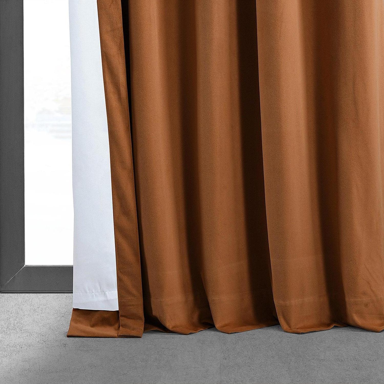 Custom Made Luxurious Burnt Pumpkin Signature Soft Velvet Blackout Curtain for bedroom