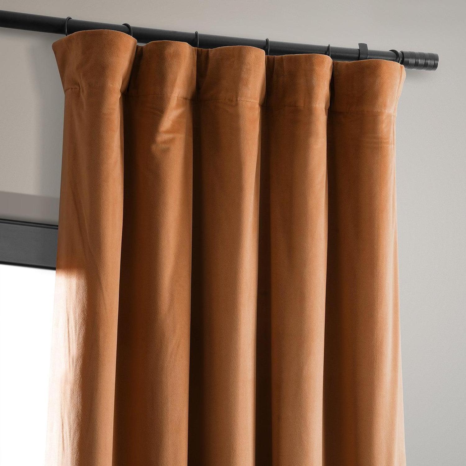 Custom Made Luxurious Burnt Pumpkin Signature Soft Velvet Blackout Curtain for bedroom