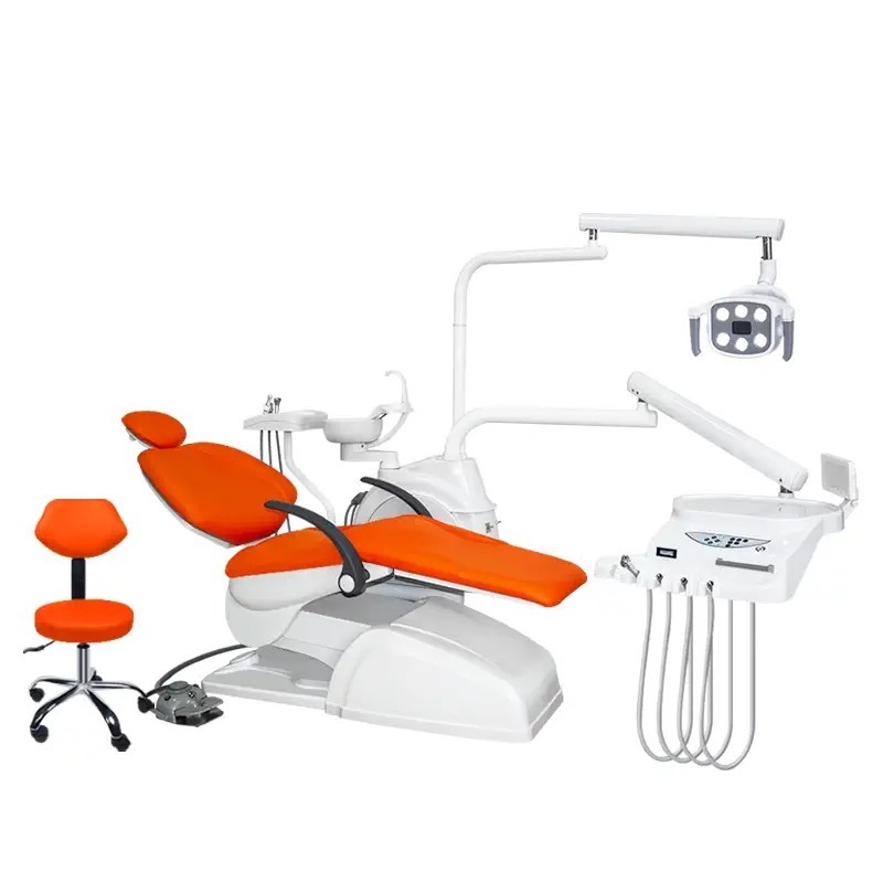 Hot Sale Dental Chair Low Price 6 Beads LED Sensor Light with Filter Ceramic Turning Spittoon Dentist Chair