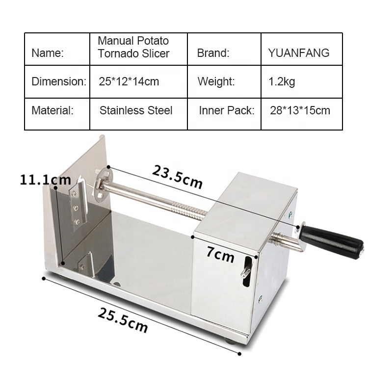 Factory outlet Manual Stainless Steel Spiral Potato Cutter Tornado Tower Fresh Chips Tornado Potato Tower cutter machine