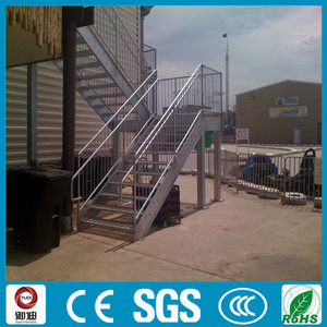 Prefabricated exterior used metal straight stair with anti-slip ladder