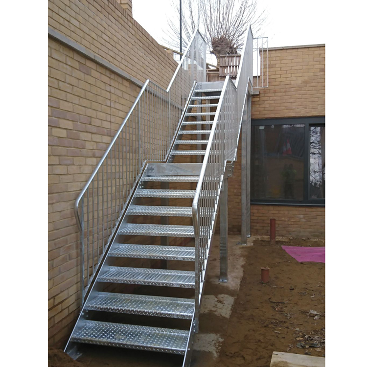 outdoor metal industrial galvanized steel straight stais fire escape stairs